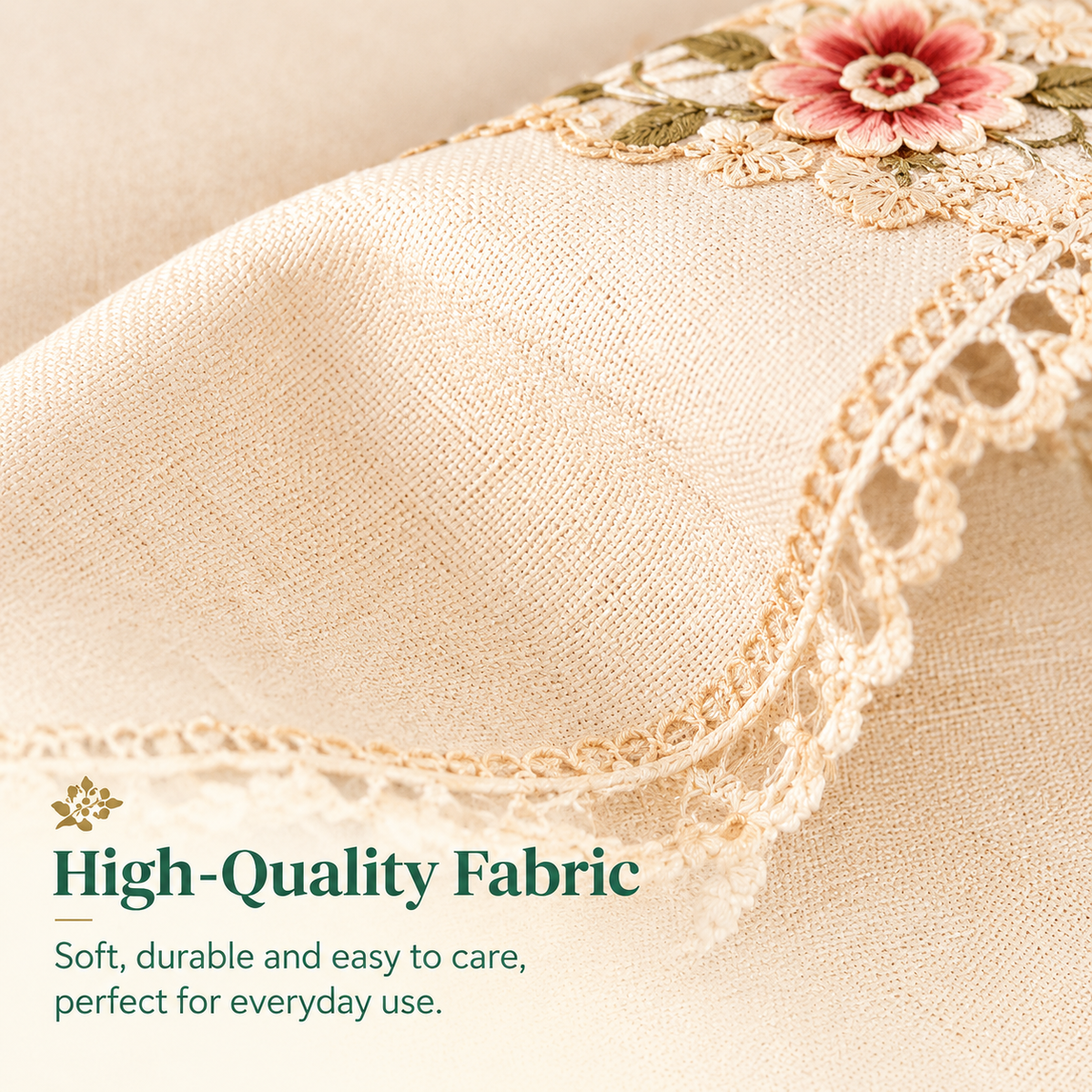 Romantic Lace Table Runner ; Stool Cover Set