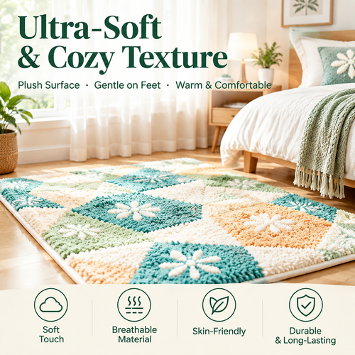 Colorful Bedside Rug & Mat Set