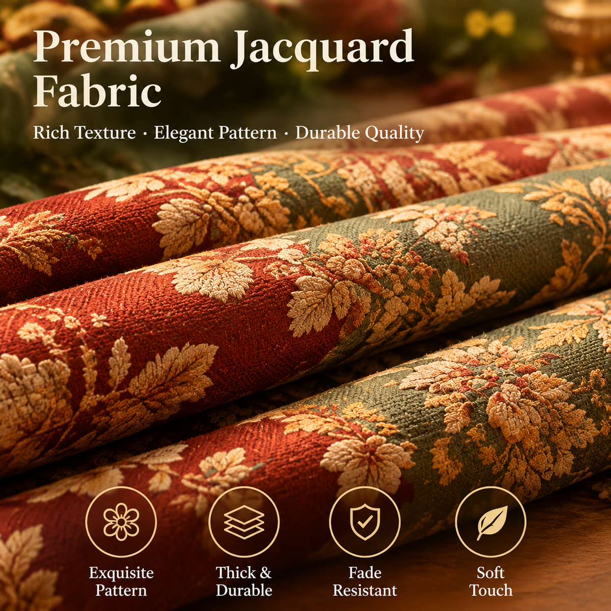 Vintage French Jacquard Curtain Set