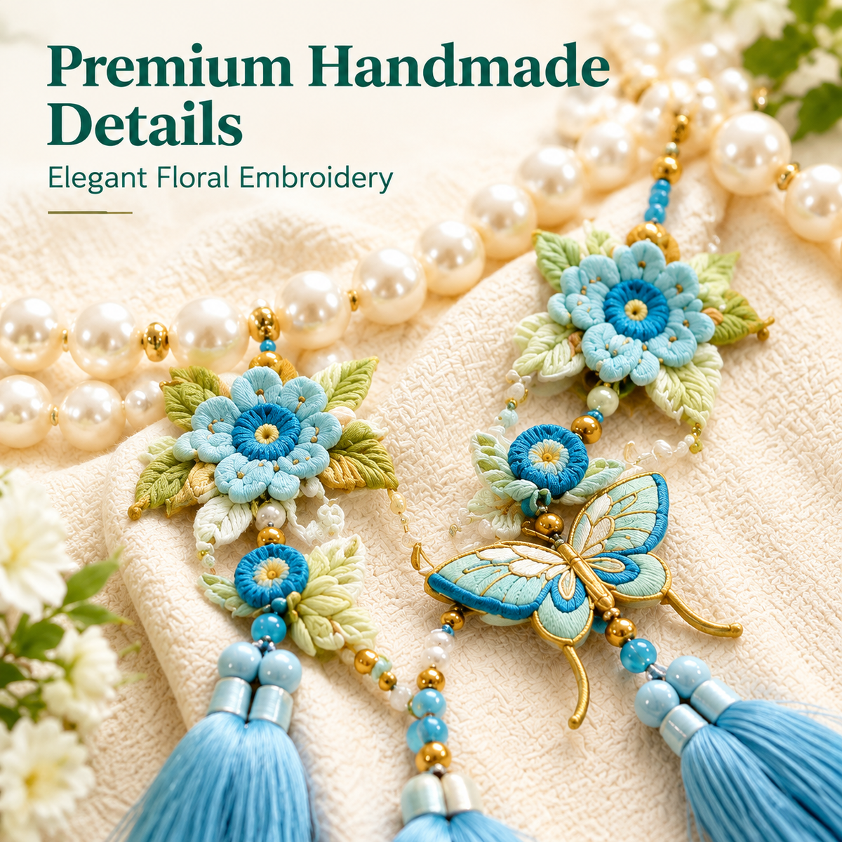 Luxury Floral Curtain Tiebacks