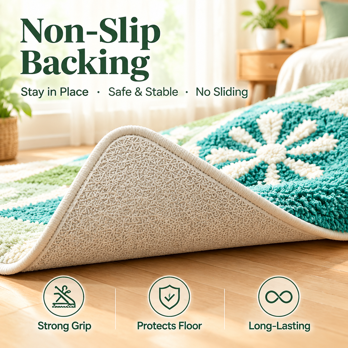Colorful Bedside Rug & Mat Set