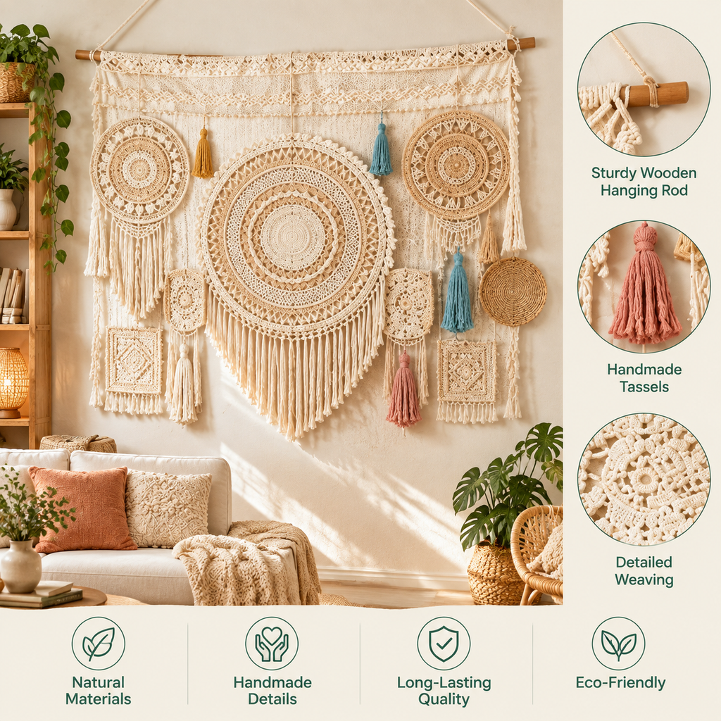 Hovelariq™ Handwoven Boho Macramé Wall Hanging