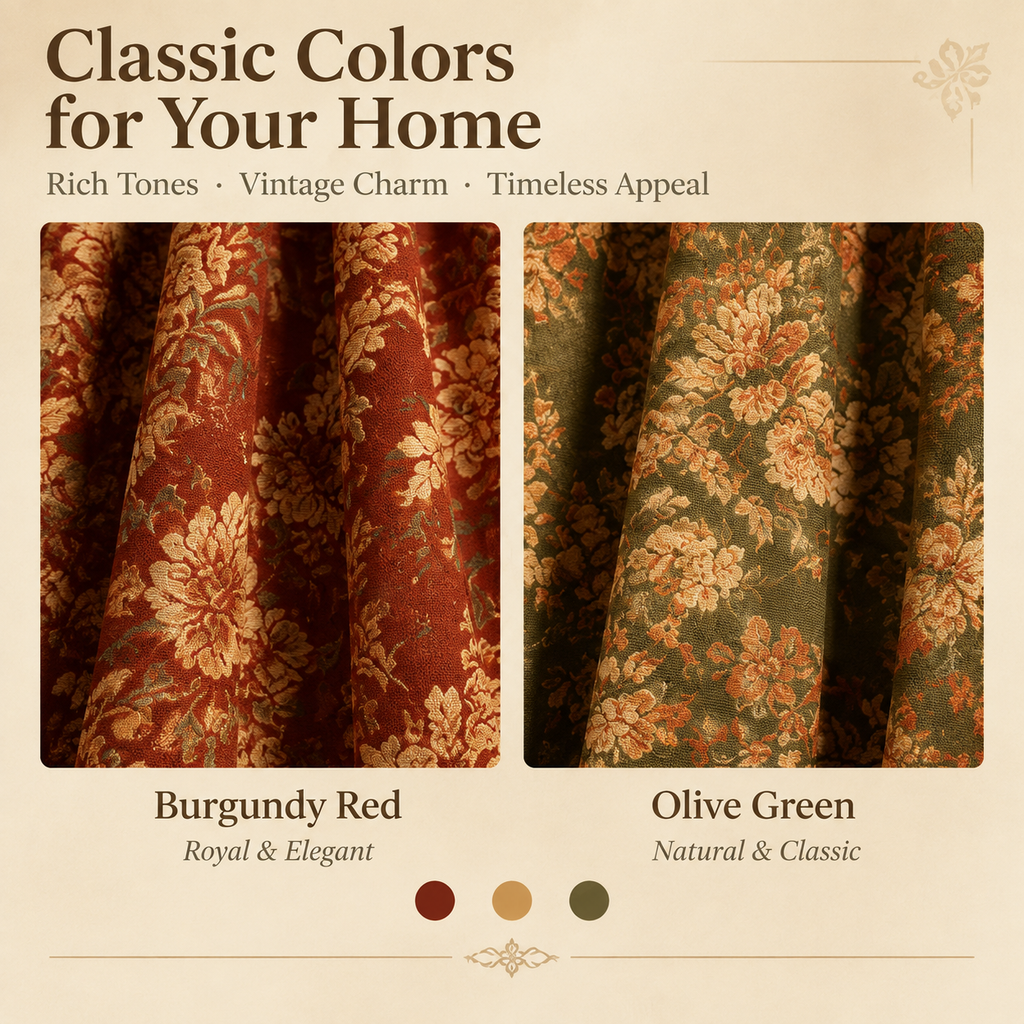 Vintage French Jacquard Curtain Set