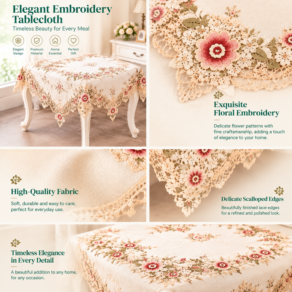 Romantic Lace Table Runner Stool Cover Set