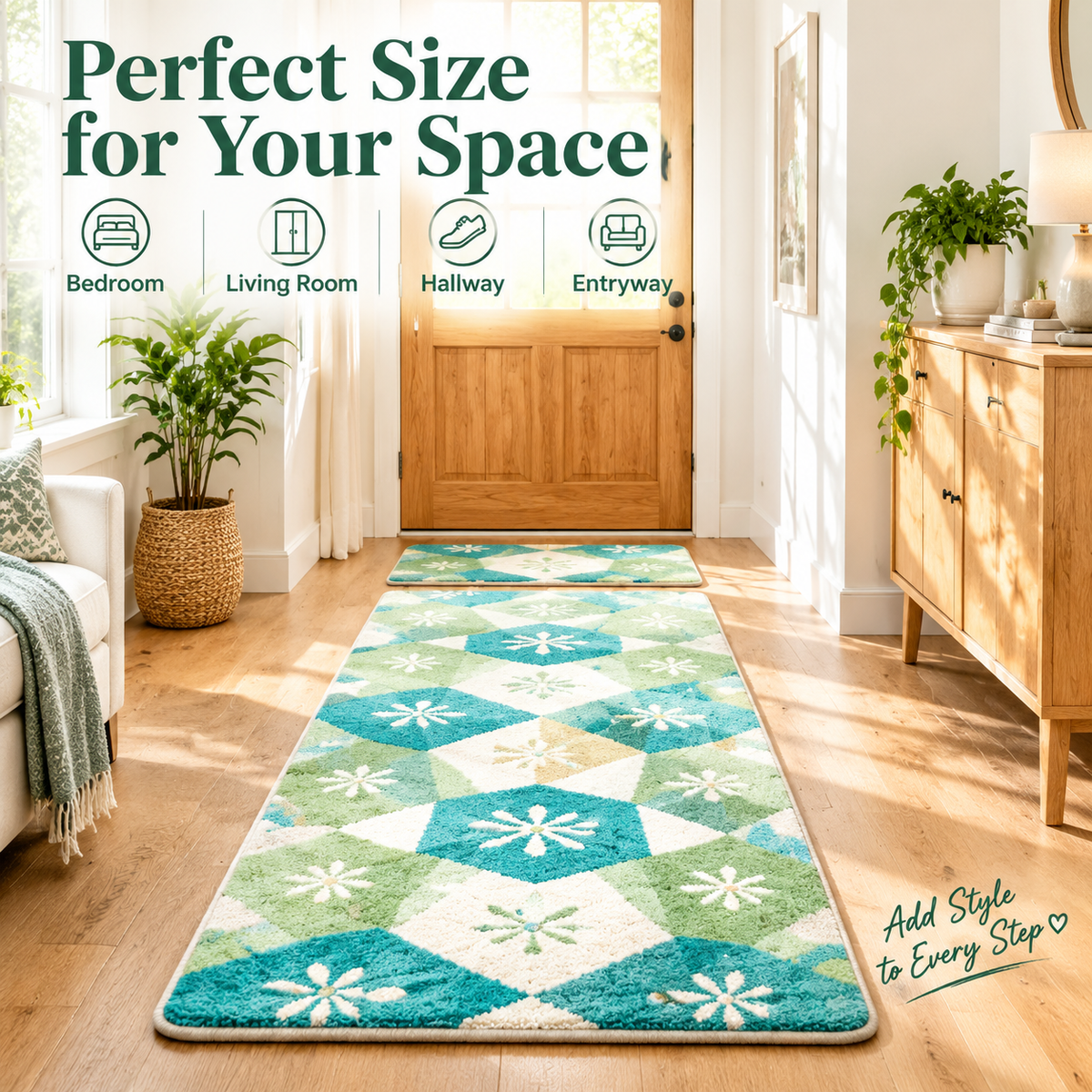 Colorful Bedside Rug & Mat Set