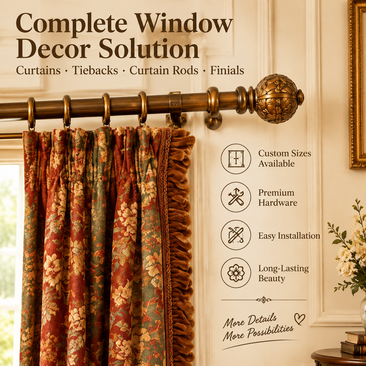 Vintage French Jacquard Curtain Set