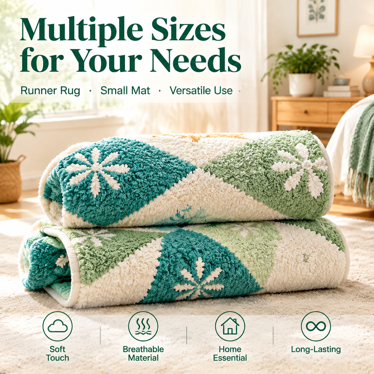 Colorful Bedside Rug & Mat Set